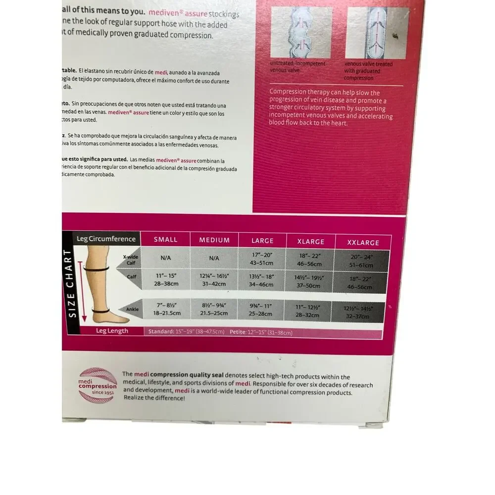 Medi Mediven Assure Compression Stockings Calf Large Open Toe Beige 22203
